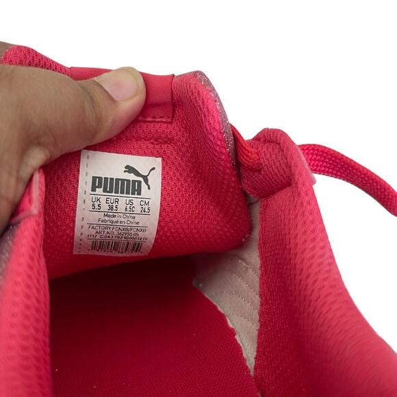 Puma Women's Glitter Lace-up Sneakers Pink and White Size 6.5 Medium - Picture 6 of 7
